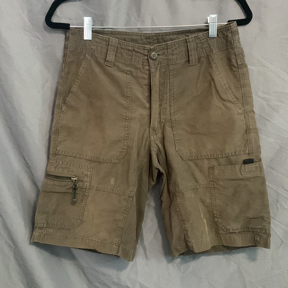 Eddie Bauer Men’s Olive Green Cargo Shorts, Utility Zip Pocket, Size 30
